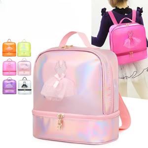 댄스 가방 어린이 어깨 보관 가방 댄스 배낭 레이저 가방 소녀 공주 가방 귀여운 만화 댄스 Schoolbag