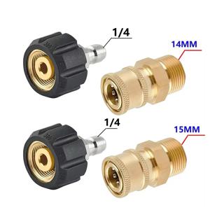 압력 와셔 빠른 연결 피팅 M22 14mm ~ 1/4 인치 압력 와셔 호스 건 어댑터 황동 와셔 퀵 릴리스 커넥터