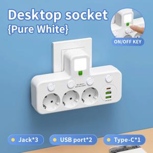 EU AC 플러그 전원 스트립 벽걸이 형 독립 스위치 USB 충전 네트워크 필터 어댑터가있는 멀티 탭 소켓 네트워크 필터