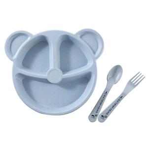 밀 빨대 어린이 구획 디너 플레이트, 유치원 학생 곰 식기 세트, 어린이 식기 도시락, 3 개