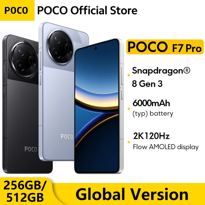 포코 F7 프로 글로벌 버전 스마트폰, NFC 스냅드래곤®AMOLED 디스플레이 하이퍼차지 5G, 8 세대 3, 6000mAh, 6.67 인치, 2K, 90W