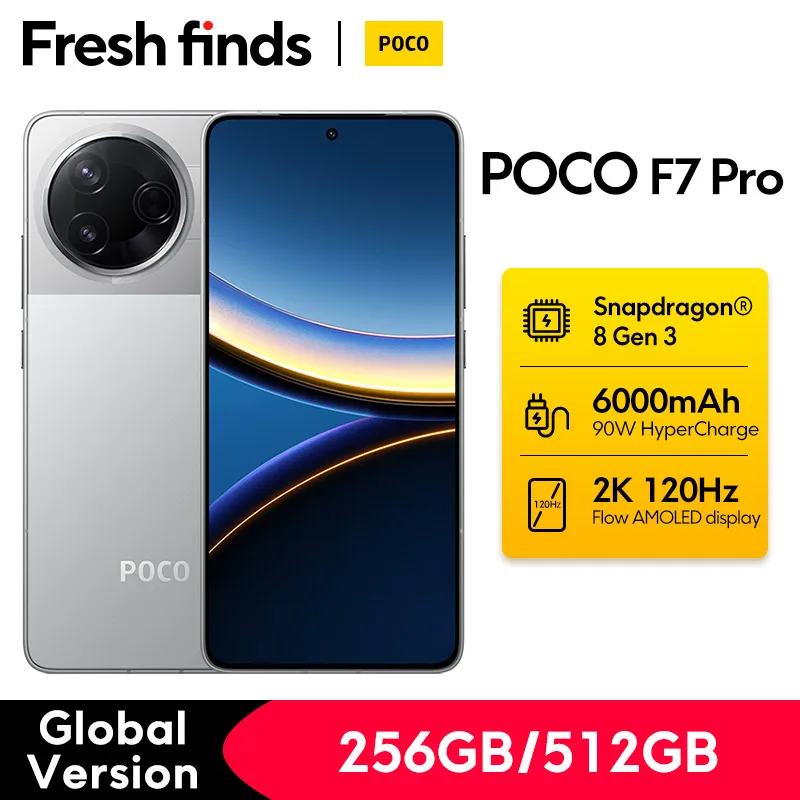 포코 F7 프로 글로벌 버전 스마트폰, NFC 스냅드래곤®AMOLED 디스플레이 하이퍼차지 5G, 8 세대 3, 6000mAh, 6.67 인치, 2K, 90W