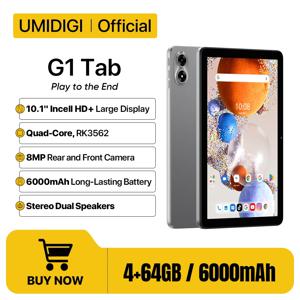 UMIDIG G1 탭 스마트 태블릿, 안드로이드 13, 10.1 인치 HD 대형 디스플레이, 4 + 4GB, 64GB 쿼드 코어, 6000mAh 메가 배터리, 와이파이 6, 60Hz 태블릿