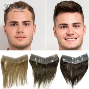 V 정면 남자 Toupee 얇은 피부 PU 갈색 금발 색상 2.5x16 V 루프 전면 가발 인간의 머리 가발 남성용 보이지 않는 이마 헤어 라인