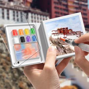 50 시트 학생을위한 미니 그림 노트 휴대용 포켓 노트 스케치 수채화 팔레트 세트 학교 문구 공급