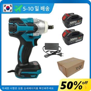 18V 2 In 1 브러시리스 무선 전기 임팩트 렌치 1/2 인치 전동 공구 15000amh 리튬 배터리 LED 조명, 마키타 배터리에 적합