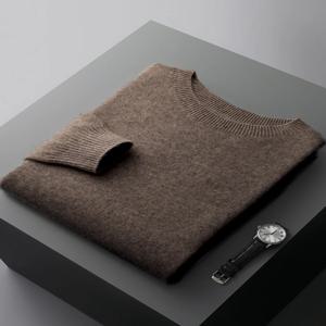 CHICUU 남성 기본 오 넥 울 스웨터 가을 겨울 긴 소매 바닥 풀오버 100% 메리노 울 니트 스마트 캐주얼 점퍼 탑