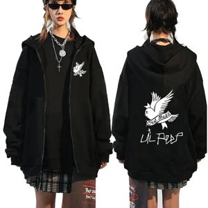 랩퍼 Lil Peep 그래픽 지퍼 Hoody 남성 여성 힙합 패션 지퍼 업 스웨트 남성 오버 사이즈 풀오버 까마귀 코트 streetwear