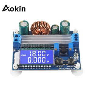 Aokin DC 벅 부스트 컨버터 모듈, 조정 가능한 스텝 업 다운 전압 조정기, LCD 디지털 전압계, 5.5-30V ~ 0.5-30V, 4A, 35W