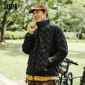 남성용 세미 다운 재킷, 방수 따뜻한 칼라 코트, 데일리 겨울 2024, 다목적 심플 컬러 다운 재킷, 신상