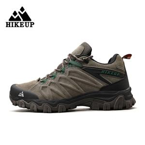 HIKEUP 고품질 가죽 하이킹 신발 내구성 야외 스포츠 남성 트레킹 가죽 신발 레이스 업 등산 사냥 스니커즈