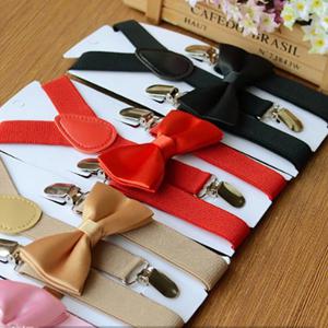 Bowtie와 어린이 멜빵 패션 어린이 나비 넥타이 세트 소년 교정기 소녀 조정 가능한 멜빵 아기 결혼식 넥타이 액세서리