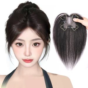 여성 가발 머리 덮는 모자, 가발. 정수리 머리 보충 정수리를 푸석푸석하게 하다 리얼 헤어로 만들었어요. 머리 위의 흰 머리를 가리다 이마 커버, 돌출. 정수리 머리숱 증가 모자와 가발이 가볍다 수공 갈고리 기술 정수리 융합. 머리가 자연스럽게. 머리 모양 여성용 3D 커튼 앞머리, 자연스러운 인모 앞머리, 클립인 확장, 보이지 않는 헤어피스, 사이드 프린지, Huam 헤어, 데일리 웨어