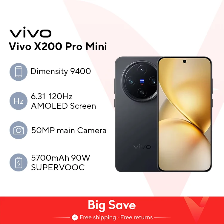 Vivo X200 프로 미니 휴대폰, 6.31 인치 AMOLED 120HZ 디스플레이, 치수 9400, 안드로이드 15.0, OTA, 5700mAh, 90W 충전, 50.0MP 카메라, 신제품
