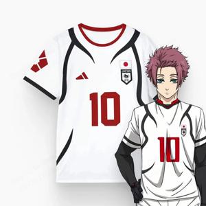 Mens Anime Jersey Blue Lock Sae Itoshi 역할 놀이 3d 프린트 티셔츠 남성 여성 패션 오버 사이즈 반소매 티셔츠 통기성