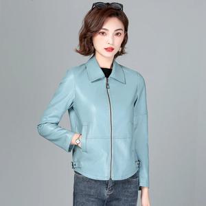 새로운 여성 양가죽 자켓 봄 가을 2025년 패션 평상복 긴팔 짧은 지퍼 가죽 코트 헐거운 스플릿 가죽 가죽 아우터