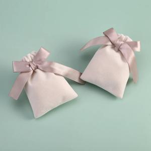 10pcs 베이지 벨벳 쥬얼리 포장 파우치 가방 작은 선물 리본 Drawstring 가방 목걸이 팔찌 귀걸이 보관 가방