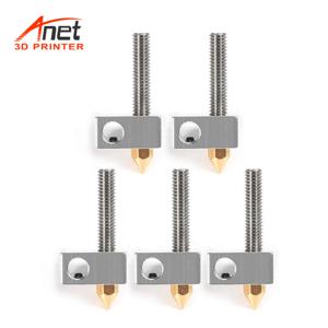 Anet 0.4mm 황동 노즐 압출기 프린트 헤드 + 히터 블록 핫 엔드 + Anet A8 A6 Ender 3 3D 프린터 용 1.75mm 목구멍 튜브 파이프