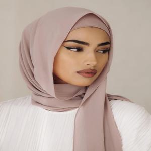 2 조각 세트 시폰 Hijab 매칭 언더 캡 시폰 스카프와 일치하는 언더 스카프 Shawls 스카프 헤드 스카프 Headwraps 여성용