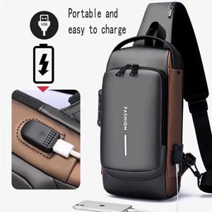 남성용 다기능 디자이너 도난 방지 USB 숄더백, 크로스바디 여행 슬링팩, 메신저 팩, 체스트백, 럭셔리 브랜드