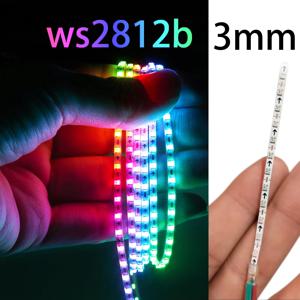 슈퍼 얇은 3mm WS2812b LED 스트립 빛 DC 5V 12V 개별적으로 주소 지정 가능 SPI RGB 픽셀 LED 테이프 리본 드림 컬러 DIY