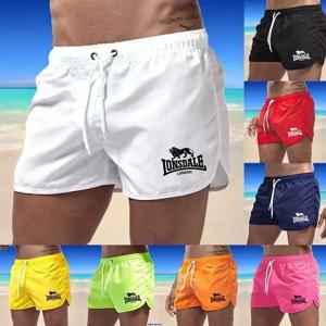 Lonsdale 남성용 프린트 비치 반바지, 스포츠 바지, 러닝 반바지, 수영복, 스포츠, 속건성, 서핑 반바지, 수영복