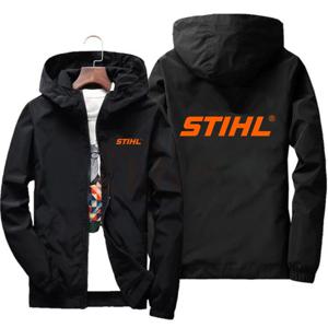 남성용 심플 솔리드 야구 넥 지퍼 바람막이 코트, 사이클링 코트, Stihls 로고 코트, 2025 용수철 가을 신상