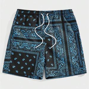 남성용 클래식 Perris 패턴 비치 반바지 레트로 프린트 Drawstring 보드 반바지 바다 휴가 캐주얼 패션 하와이 수영 트렁크