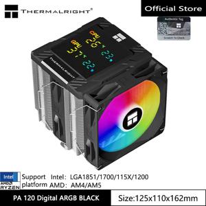 Thermalright PA 120 디지털 섀시 공기 냉각 라디에이터, 6개 히트파이프/CPU/CPU 동시 모니터링/LGA1851/1700/AM5 지원