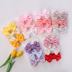 3 개/대 귀여운 목화 활 아기 머리띠 신생아 유아 Ealstic Hairbands 소년 Girsl 도트 줄무늬 꽃 인쇄 어린이 Headwraps