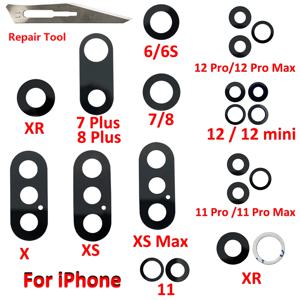 2Pcs, 아이폰 6 7 8 플러스 X XR XS 11 12 Pro Max 12mini 후면 카메라 유리 렌즈 수리 부품 + 도구 용 후면 카메라 유리