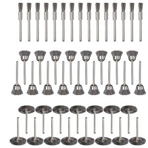 Dremel 15/60pcs 와이어 휠 컵 브러시 세트 주름진 스테인레스 스틸 다이 그라인더 로타리 전동 공구 드릴 연마 Dremel 도구