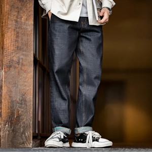 Maden Vintage 13.5OZ Selvedge Raw 데님 청바지 코튼 스트레이트 데님 바지 남성용 헤비급 블루 지퍼 플라이 포켓 바지