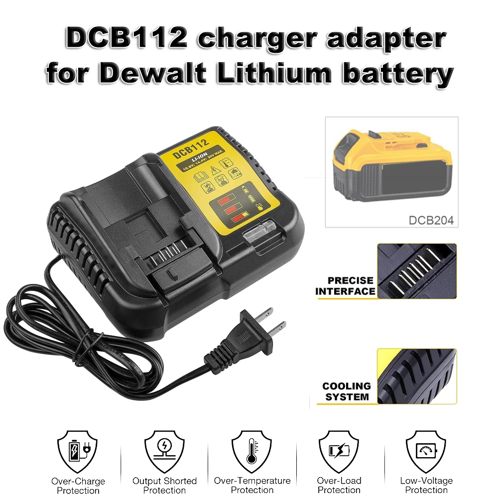 Dewalt 12V 20V 및 60V 최대 리튬 이온 배터리 DCB205 DCB112 DCB201 등을 위한 Dewalt 배터리 충전기 교체용 DCB112