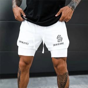 새로운 2 IN 1 스포츠 러닝 캐주얼 통기성 반바지 남성 더블 데크 조깅 빠른 드라이 체육관 반바지 피트니스 운동 남성 반바지