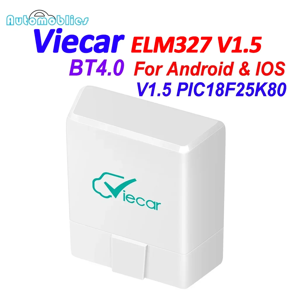 최신 Viecar 자동차 Autosanner 진단 스캐너 도구, 블루투스 4.0, OBD2, ELM327 V1.5, 안드로이드 IOS용 미니 ELM 327 기능