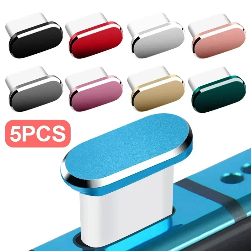 1/5PCS 삼성 Xiaomi 화웨이 유니버설 Type-C 충전 포트 보호기 스토퍼 방진 방진에 대 한 유형 C 금속 먼지 플러그
