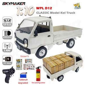 WPL D12 1:10 2WD RC 자동차, 시뮬레이션 드리프트 등반 트럭, LED 라이트, 온로드 260 브러시드 모터 D12 자동차 1/10, 어린이 장난감 선물