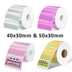 40mm 50mm M110/M200/M220 홀로그램 레이저 컬러 사각형 스티커 DIY 인감 라벨 Phomemo M120 E210 Marklife P50 HPRT T20
