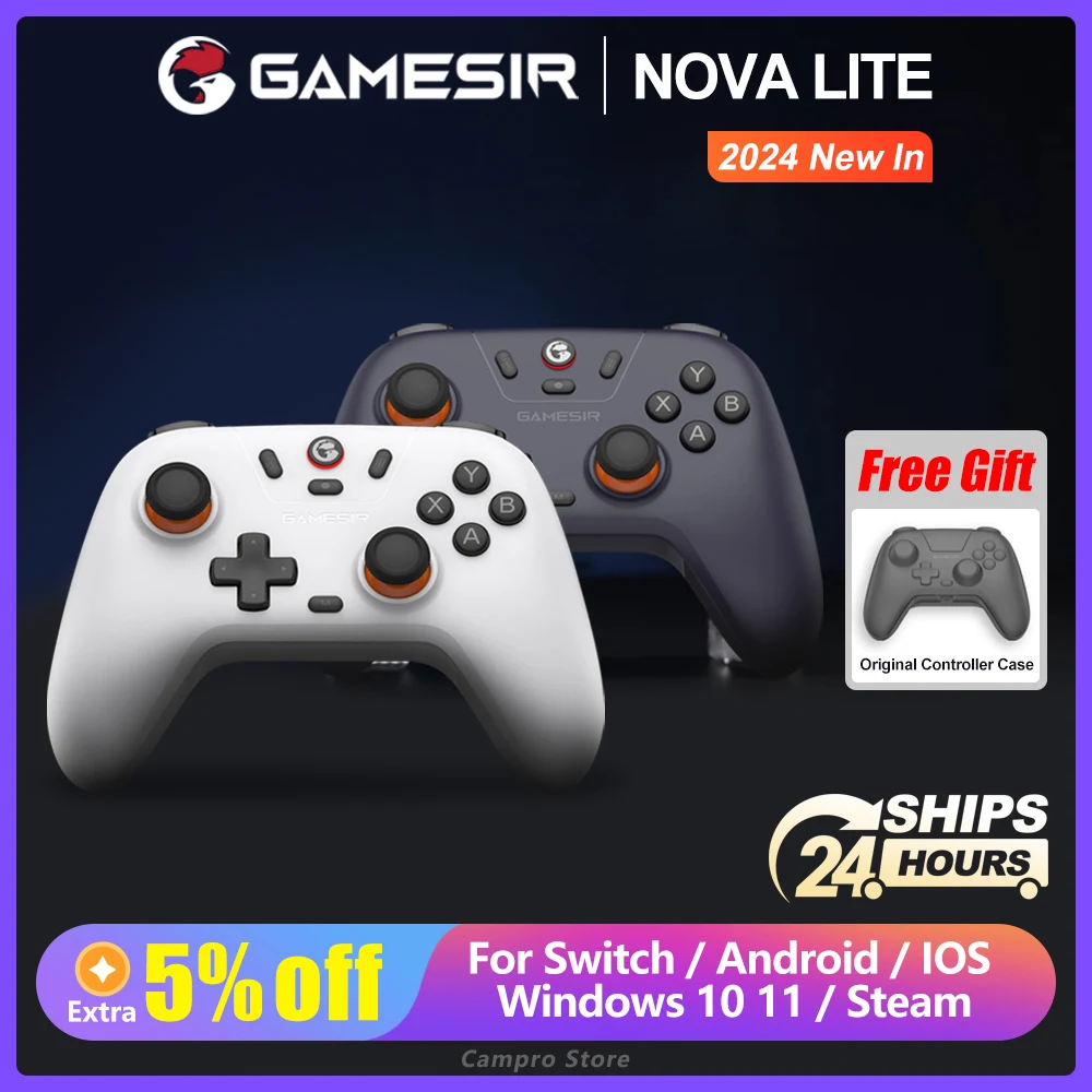 GameSir Nova Lite 무선 게임패드 컨트롤러, 블루투스 동글, 유선 스위치, 안드로이드, IOS, PC 및 스팀 게임용