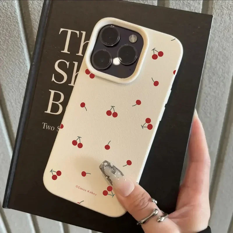 귀여운 만화 체리 Lichee 패턴 실리콘 전화 케이스 iPhone 16 15 14 13 12 11 Pro Max XS Max XR 14 15 16 Plus Cover Funda