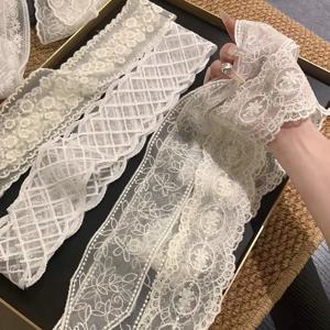 새로운 레이스 꽃 머리 스카프 긴 스키니 리본 Headscarf 스트립 스카프 여성을위한 조정 가능한 여행 사진 머리띠 작은 스카프