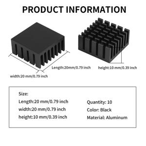 A65I 10 Pcs 검정색 알루미늄 쿨러 라디에이터 방열판 방열판 20mm x 20mm x 10mm