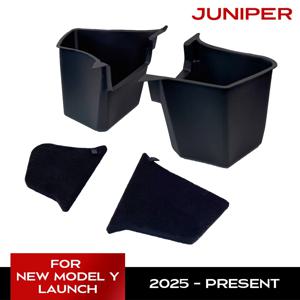 Tesla New Model Y 2025 Launch Juniper 2025+ 후면 트렁크 측면 보관함(플로킹 또는 TPE 뚜껑 커버 및 조임끈 포함)