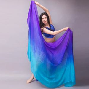 밸리 댄스 숄용 실크 숄 밸리 댄스 실크 베일 스카프 얼굴 맞춤형 손 던진 스카프 그라데이션 200cm 250cm 270cm