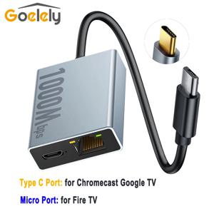 Goelely RJ45 1000Mbps 외부 네트워크 카드 마이크로 포트 4K Fire TV 스틱 LED 표시기 스마트 TV 용 플러그 앤 플레이 이더넷 어댑터