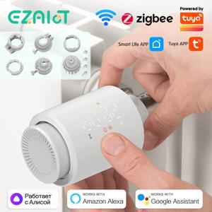 스마트 WiFi/ZigBee TRV 온도 조절기 Tuya 라디에이터 온도 조절 밸브 프로그래밍 가능 컨트롤러 액추에이터 Alexa Google 음성 제어