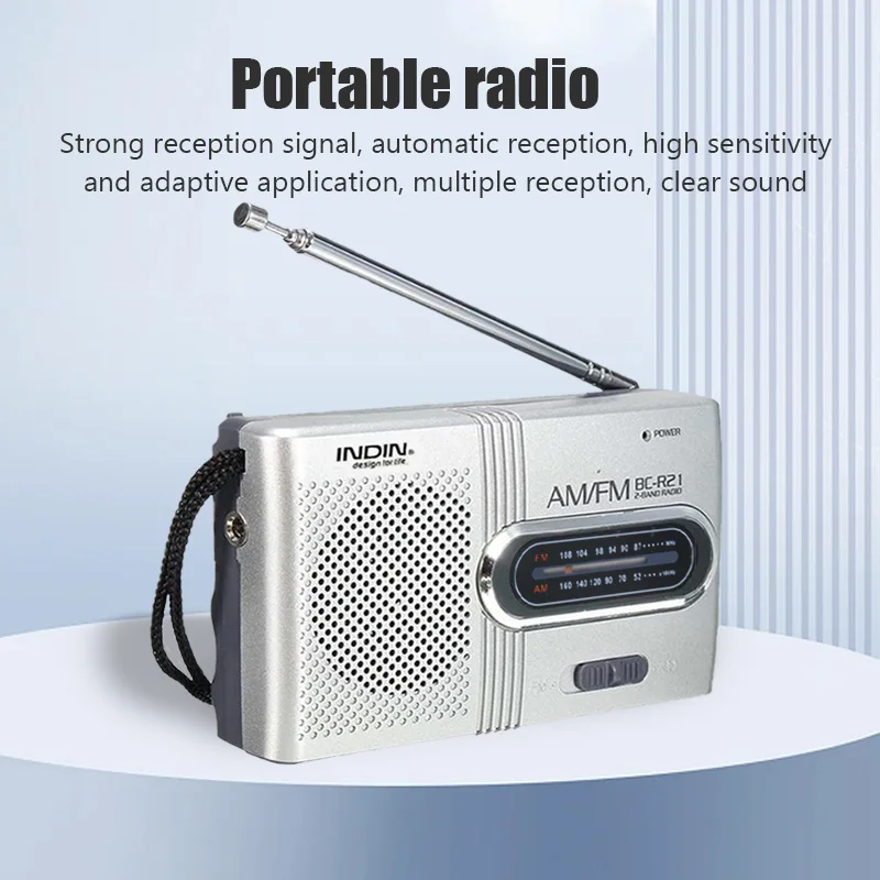 BC-R21 휴대용 AM FM 라디오 수신기 플레이어 표준 3.5MM 헤드폰이 내장된 스피커 내장 휴대용 경량 초박형