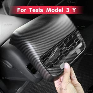 Tesla Model 3 Y 2023 배기구 용 후면 공기 배출구 커버 실리콘 캡이있는 전체 커버 탄소 섬유 자동차 인테리어 액세서리