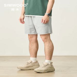 SIMWOOD 2025 여름 뉴 오버 사이즈 390gsm Drawstring 반바지 남성 Raw Hem 운동 스포츠 Runinng 반바지